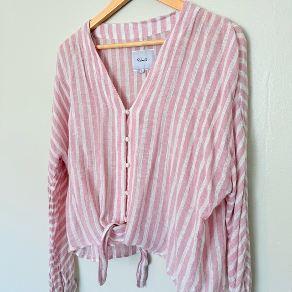Rails Sloane Striped Pink/White Linen Top - Picture 2 of 5
